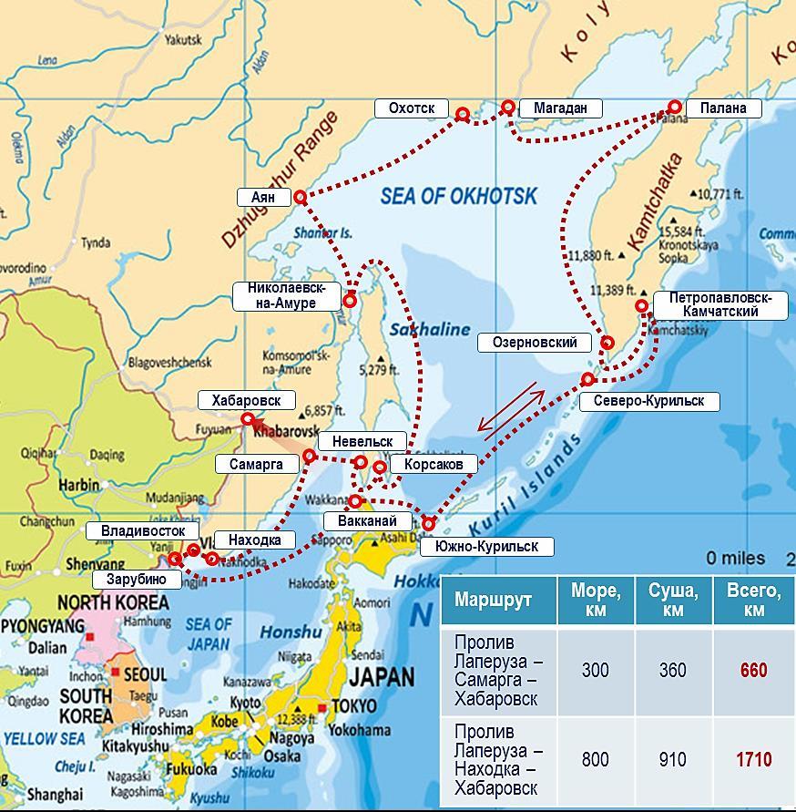 Карта восточного побережья россии